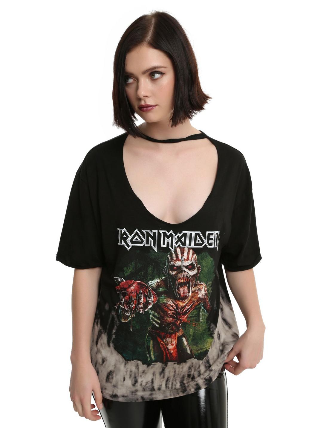 Iron Maiden Book Of Souls Oversized Choker Tie Dye Girls T-Shirt, BLACK, hi-res