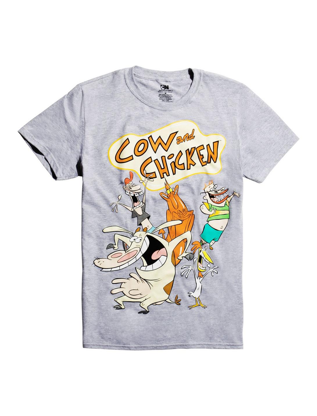 Cow And Chicken Group T-Shirt, GREY, hi-res