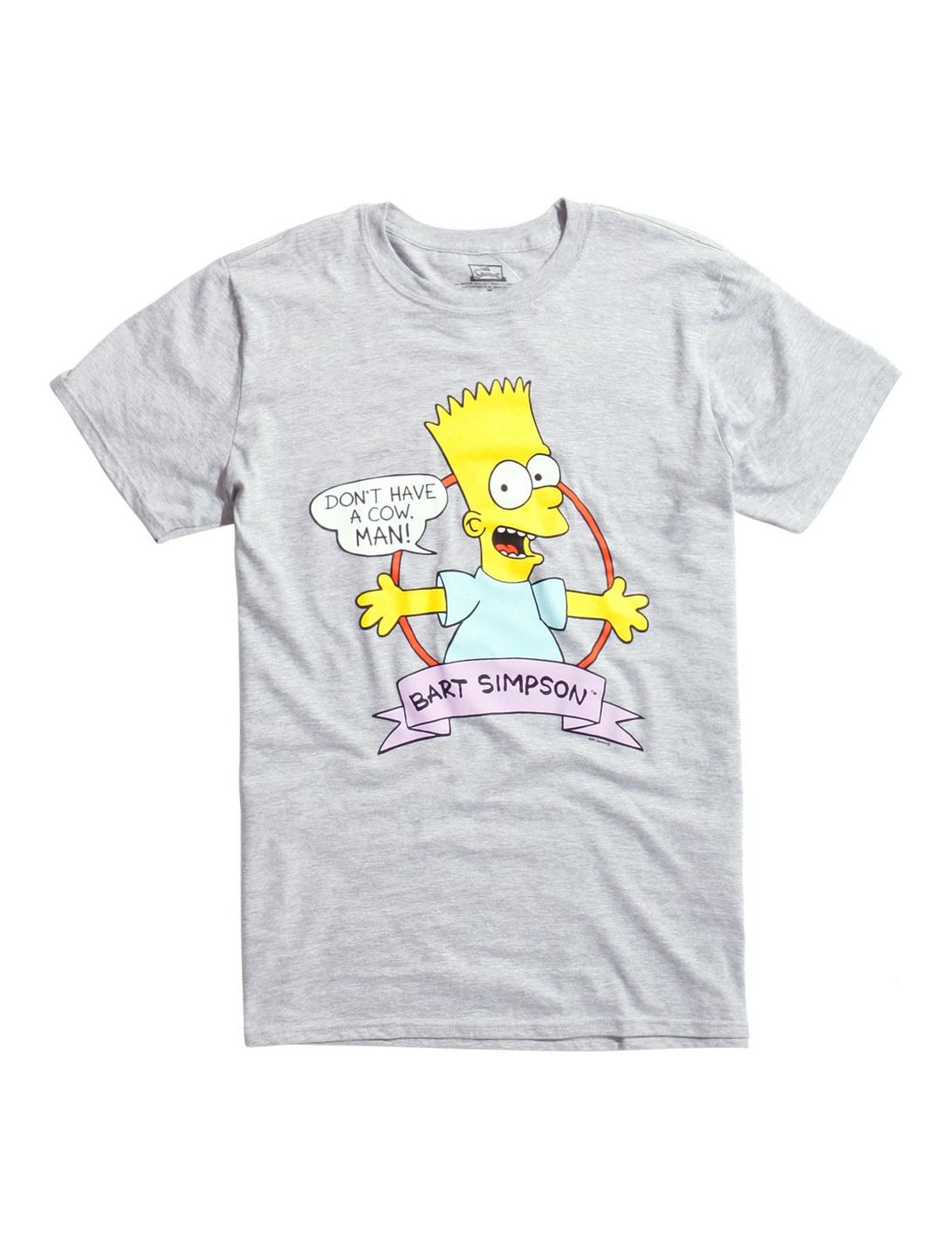 The Simpsons Bart Simpson Don't Have A Cow T-Shirt, GREY, hi-res