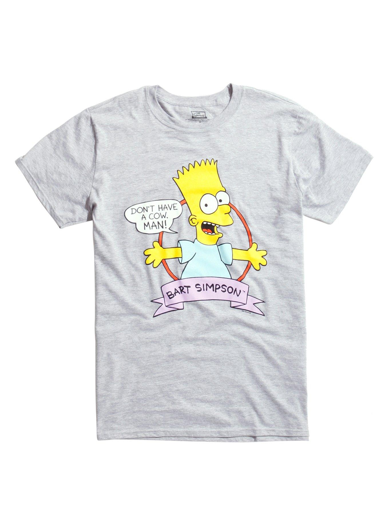 The Simpsons Bart Simpson Don't Have A Cow T-Shirt, GREY, hi-res