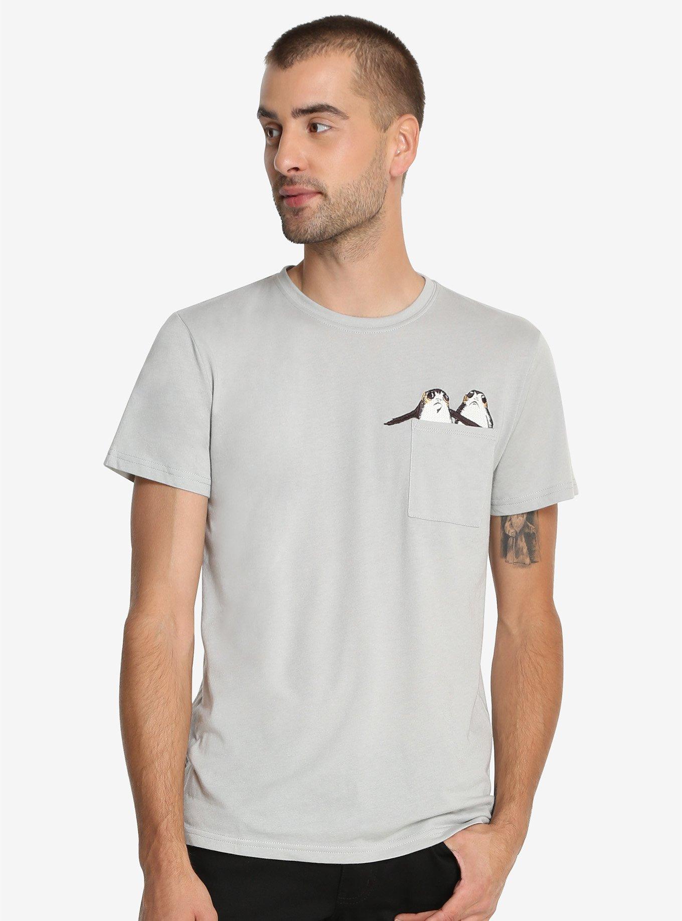 Our Universe Star Wars: The Last Jedi Pocket Porgs T-Shirt - BoxLunch Exclusive, GREY, hi-res