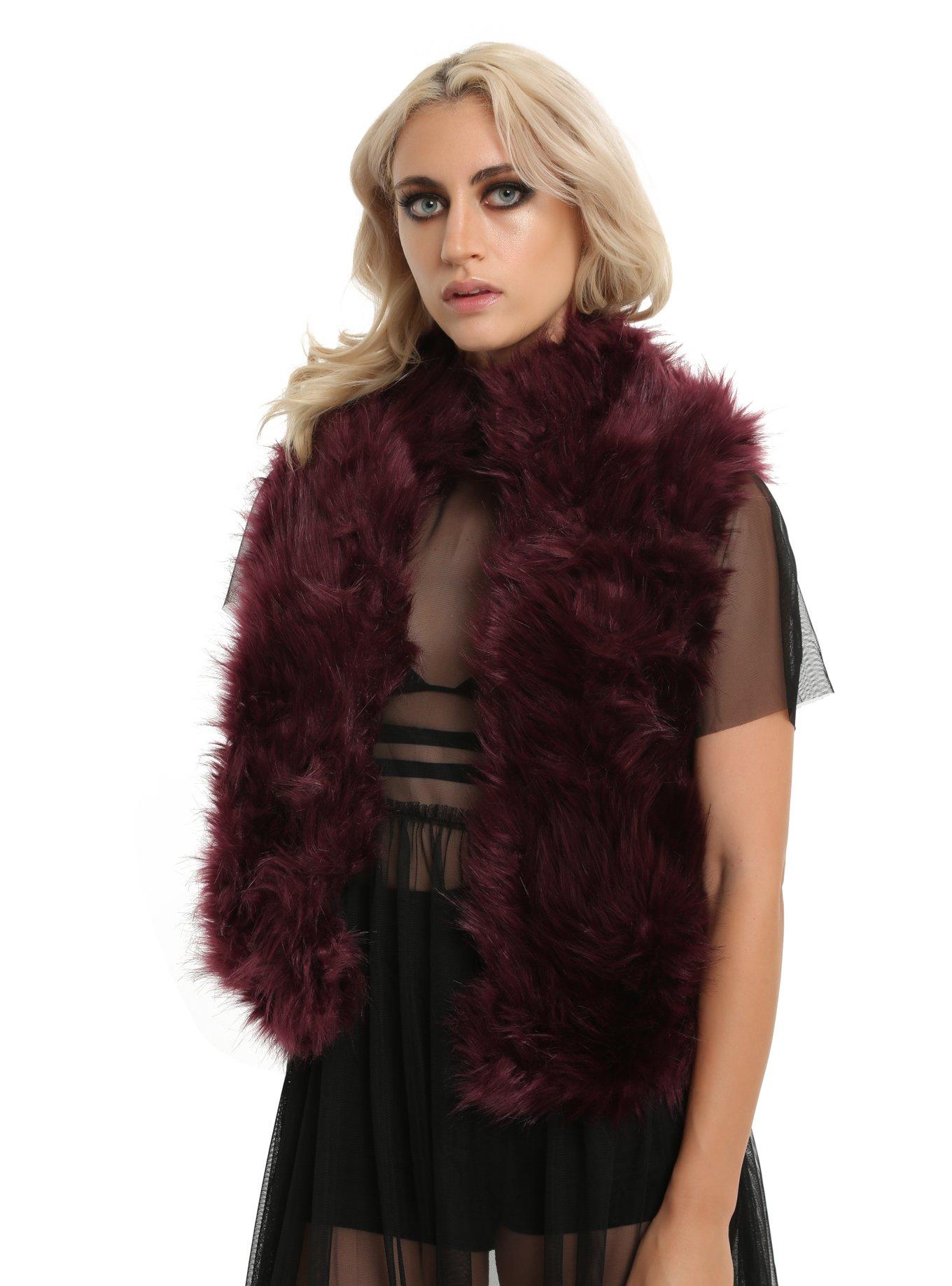 Maroon faux fur outlet vest