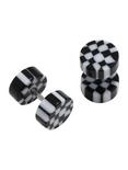 Black & White Checkered Faux Plug 2 Pack, , hi-res