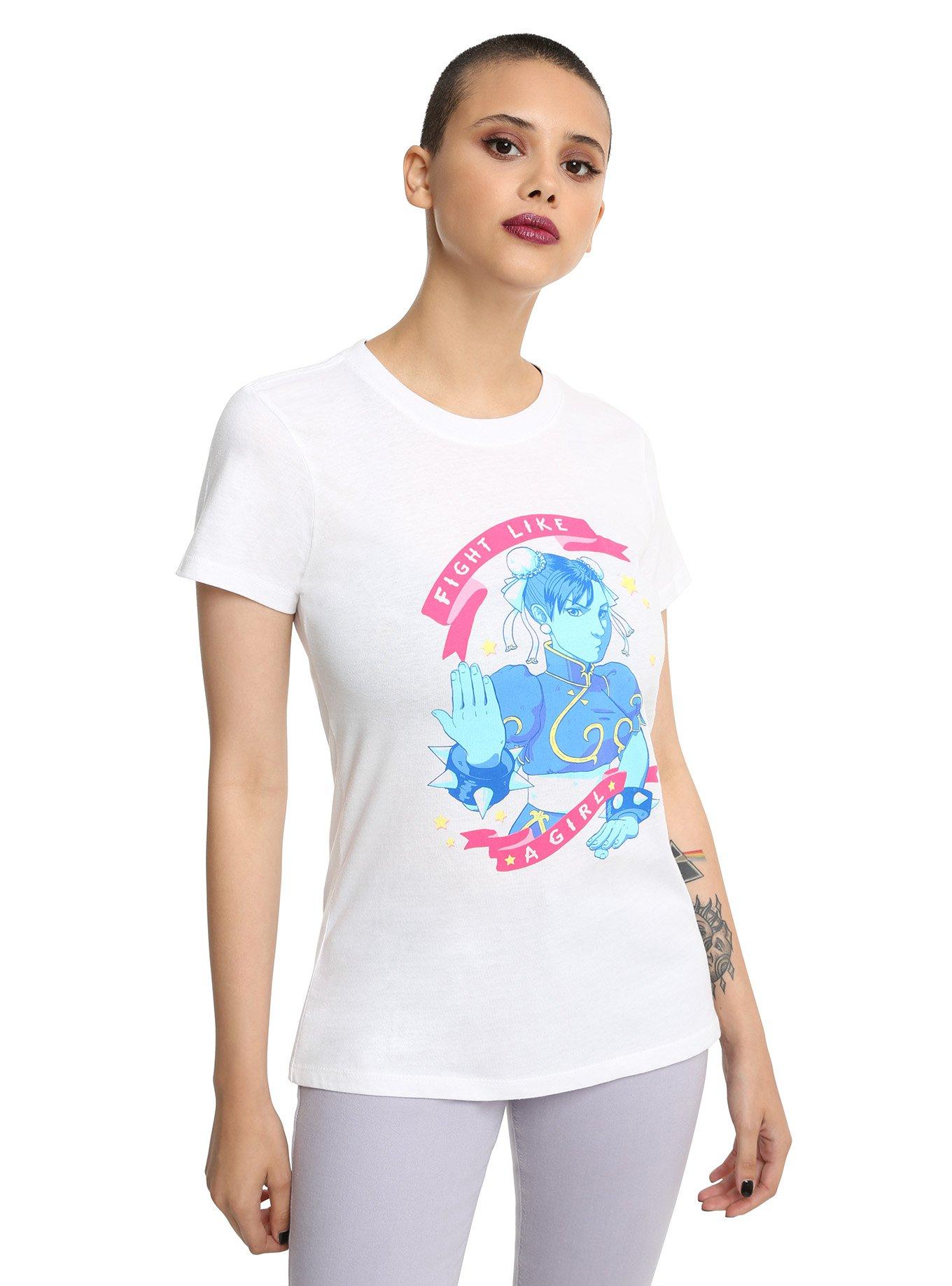 Street Fighter Fight Like A Girl Chun Li Girls T-Shirt, WHITE, hi-res