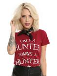 Supernatural Once A Hunter Always A Hunter Girls T-Shirt, BURGUNDY, hi-res