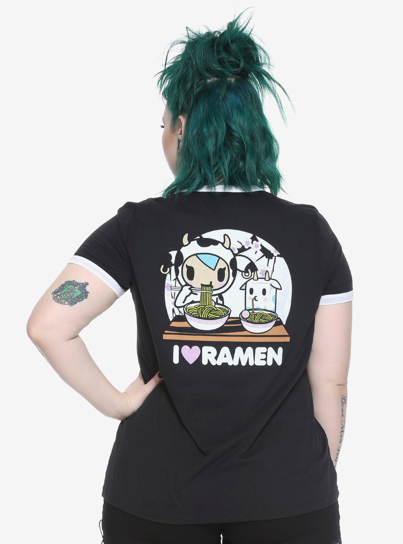 Tokidoki Love Ramen Girls Ringer T-Shirt Plus Size, BLACK, hi-res