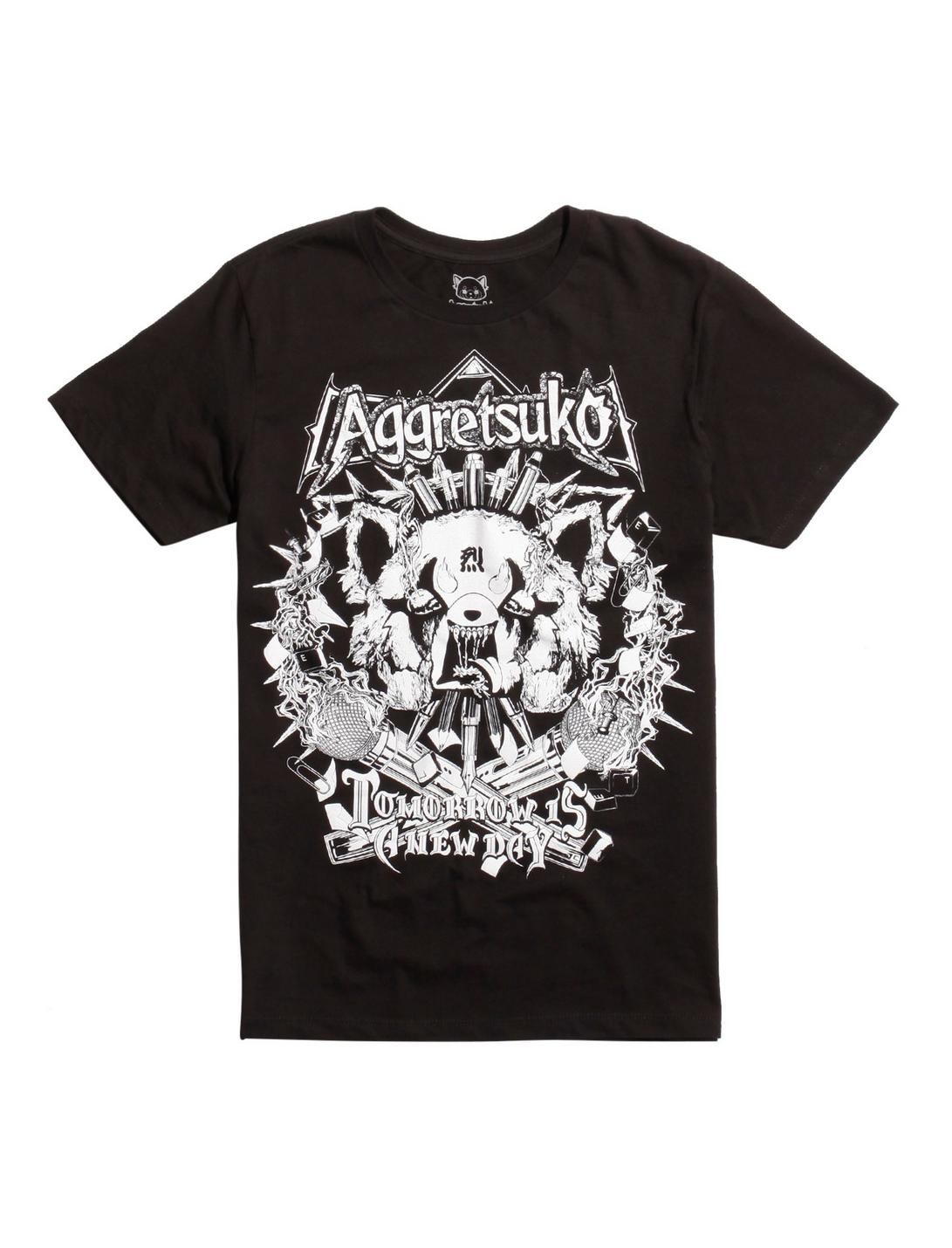 Aggretsuko Tomorrow Is A New Day T-Shirt Hot Topic Exclusive, BLACK, hi-res