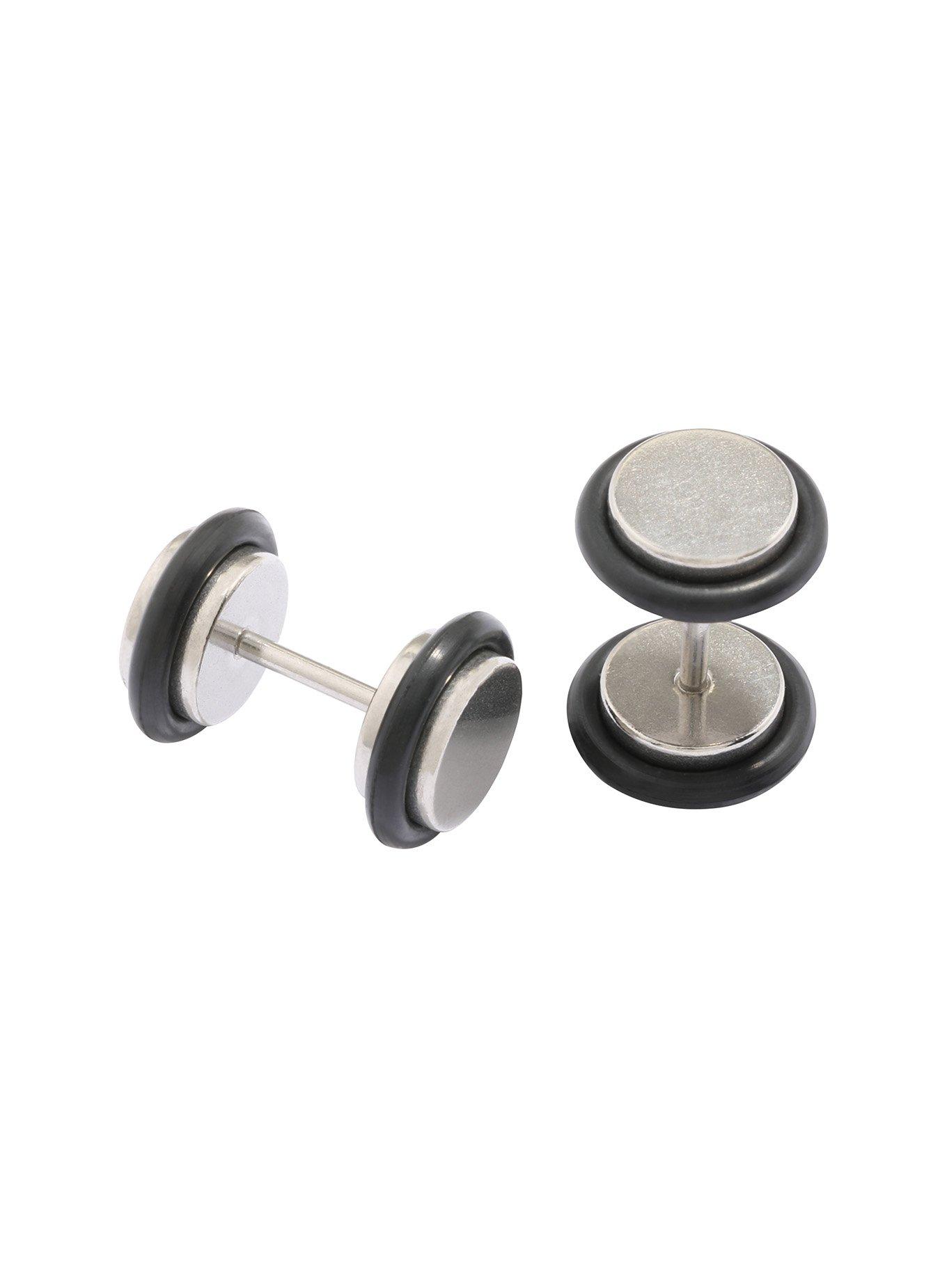 Silver & Black Faux Plug 2 Pack, , hi-res