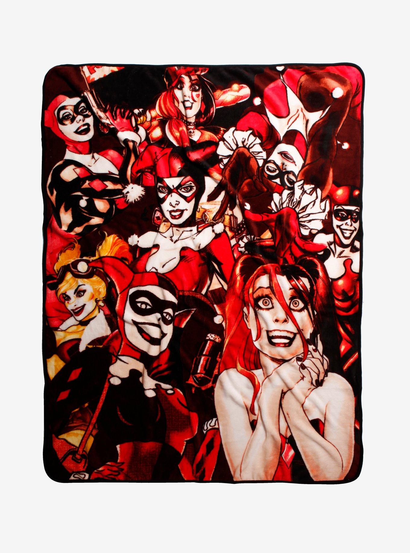 DC Comics Harley Quinn Many Faces Throw Blanket, , hi-res