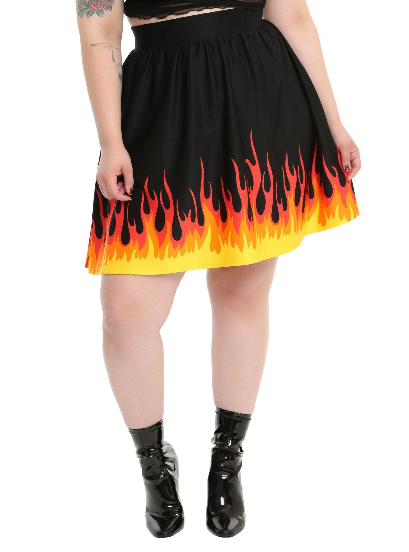 Flame Skirt Plus Size, BLACK, hi-res