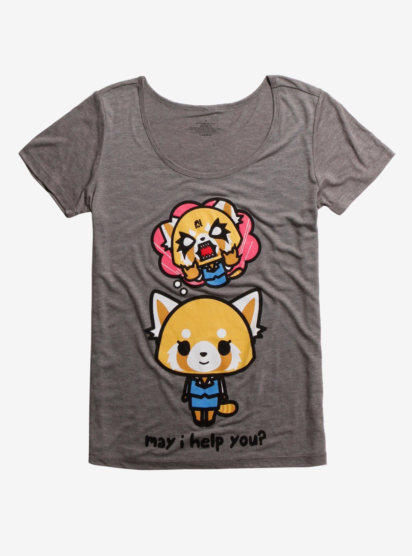 Aggretsuko May I Help You Womens Tee, GREY, hi-res