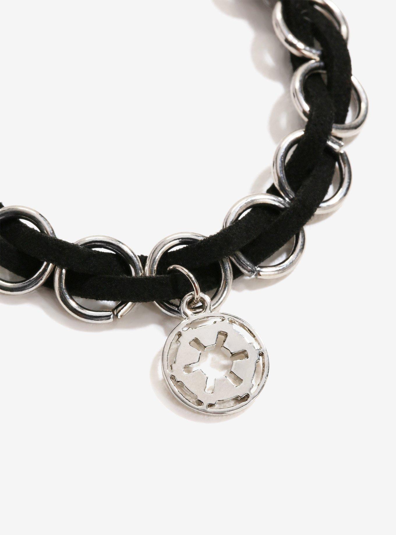 Star Wars Imperial Emblem Silver Braided Bracelet, , hi-res