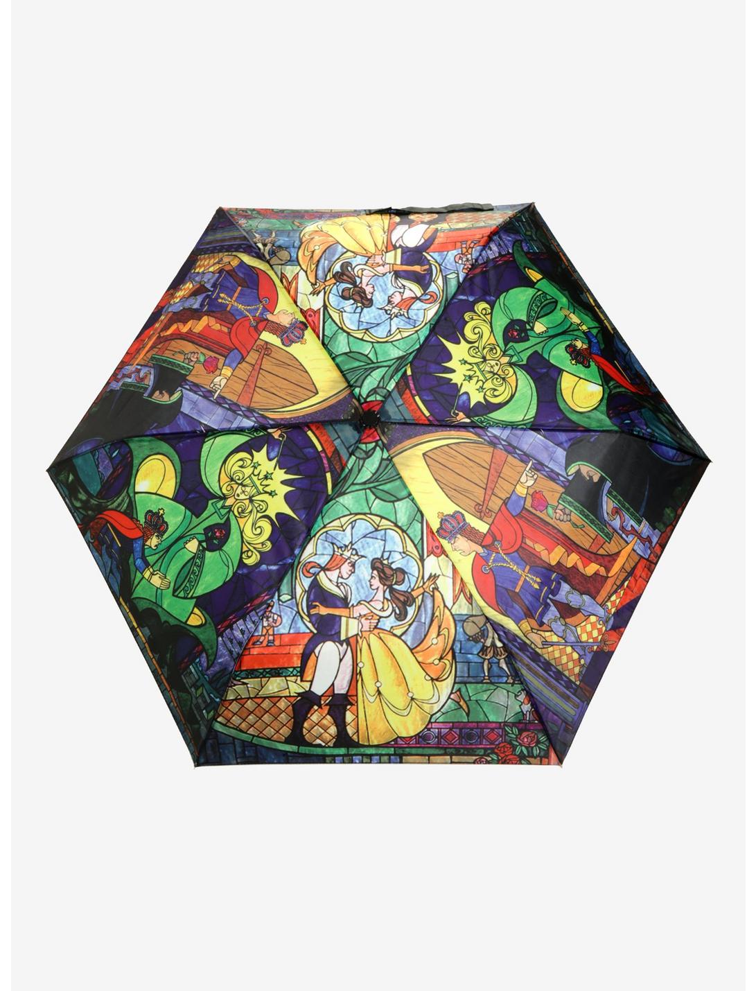 Disney Beauty And The Beast Stained Glass Push Button Umbrella, , hi-res