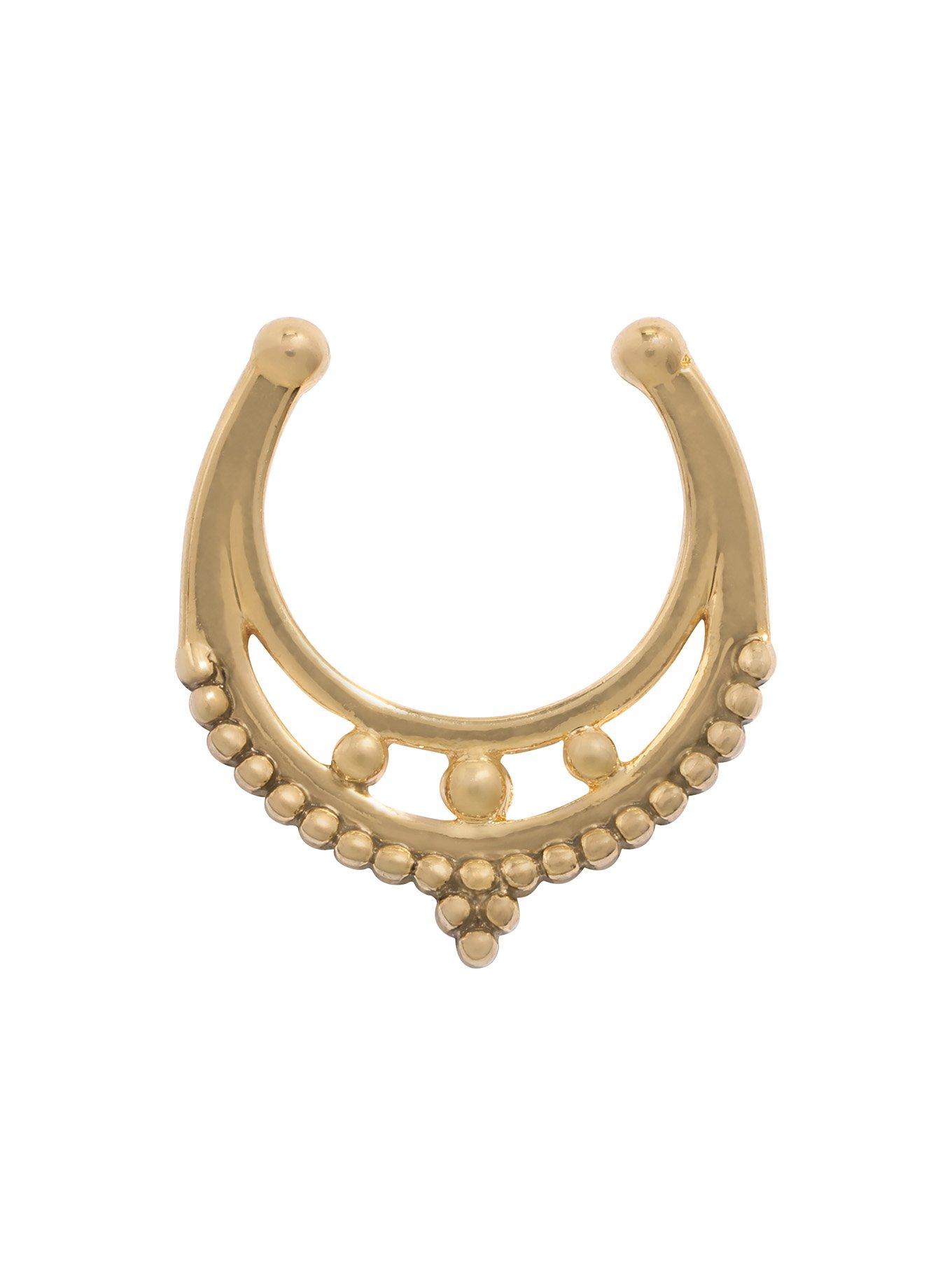 Gold Double Dot Faux Septum Ring, , hi-res