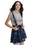 Galaxy Print Suspender Skirt, BLACK, hi-res