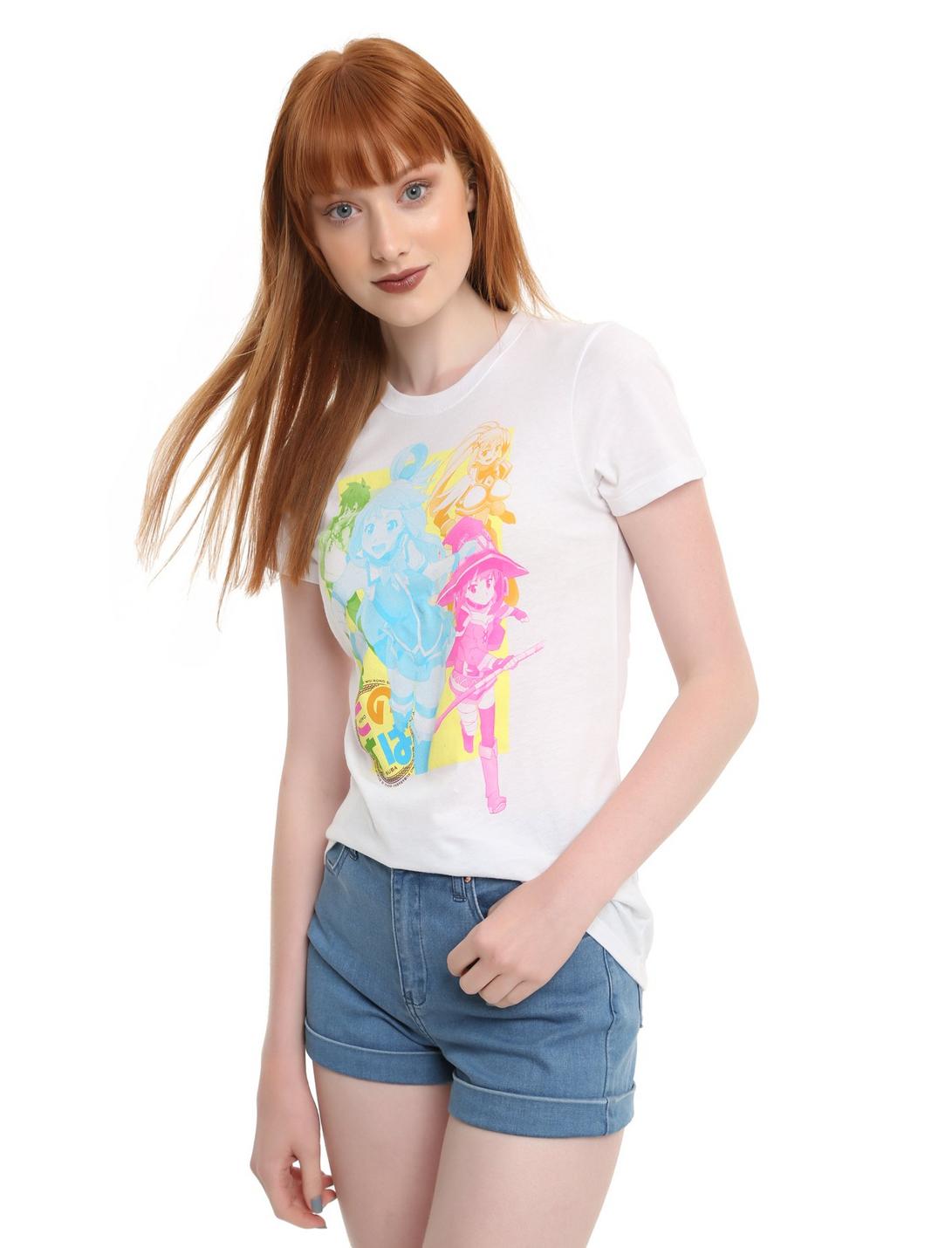KonoSuba Group Colors Girls T-shirt, WHITE, hi-res