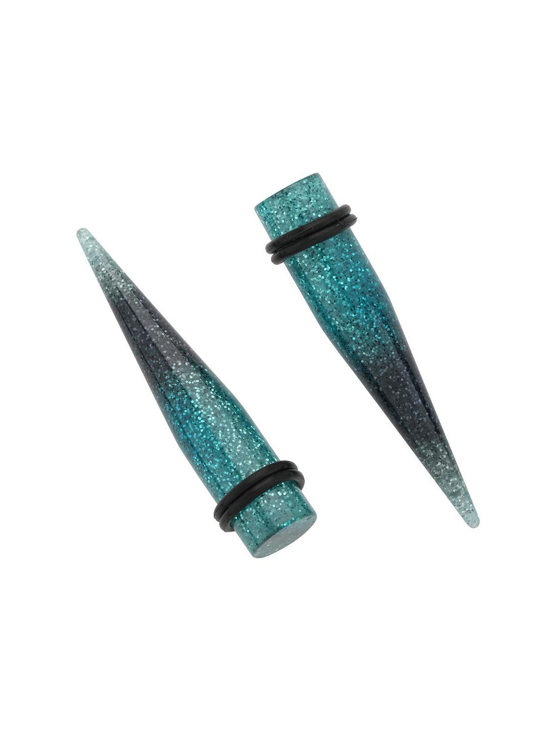 Acrylic Blue Black Ombre Glitter Taper 2 Pack, SILVER, hi-res