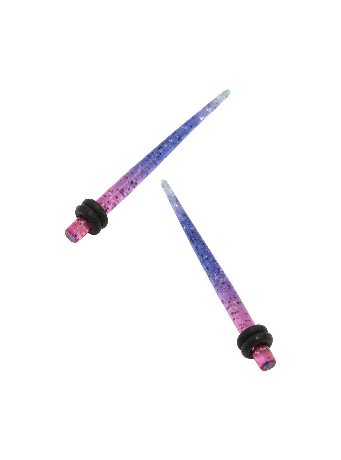 Acrylic Pink Purple Ombre Glitter Taper 2 Pack, MULTI, hi-res