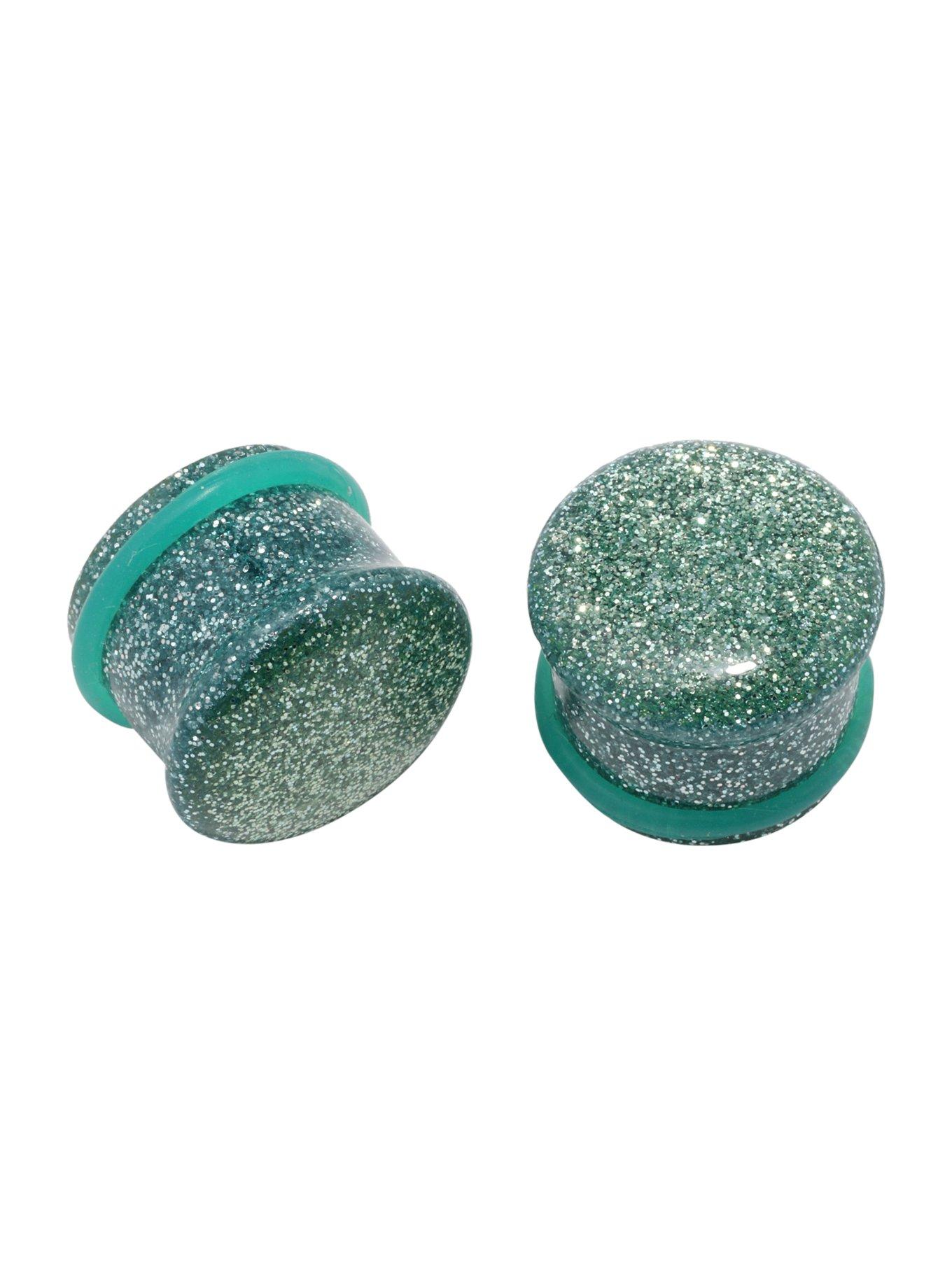 Acrylic Teal Glitter Plug 2 Pack, MULTI, hi-res