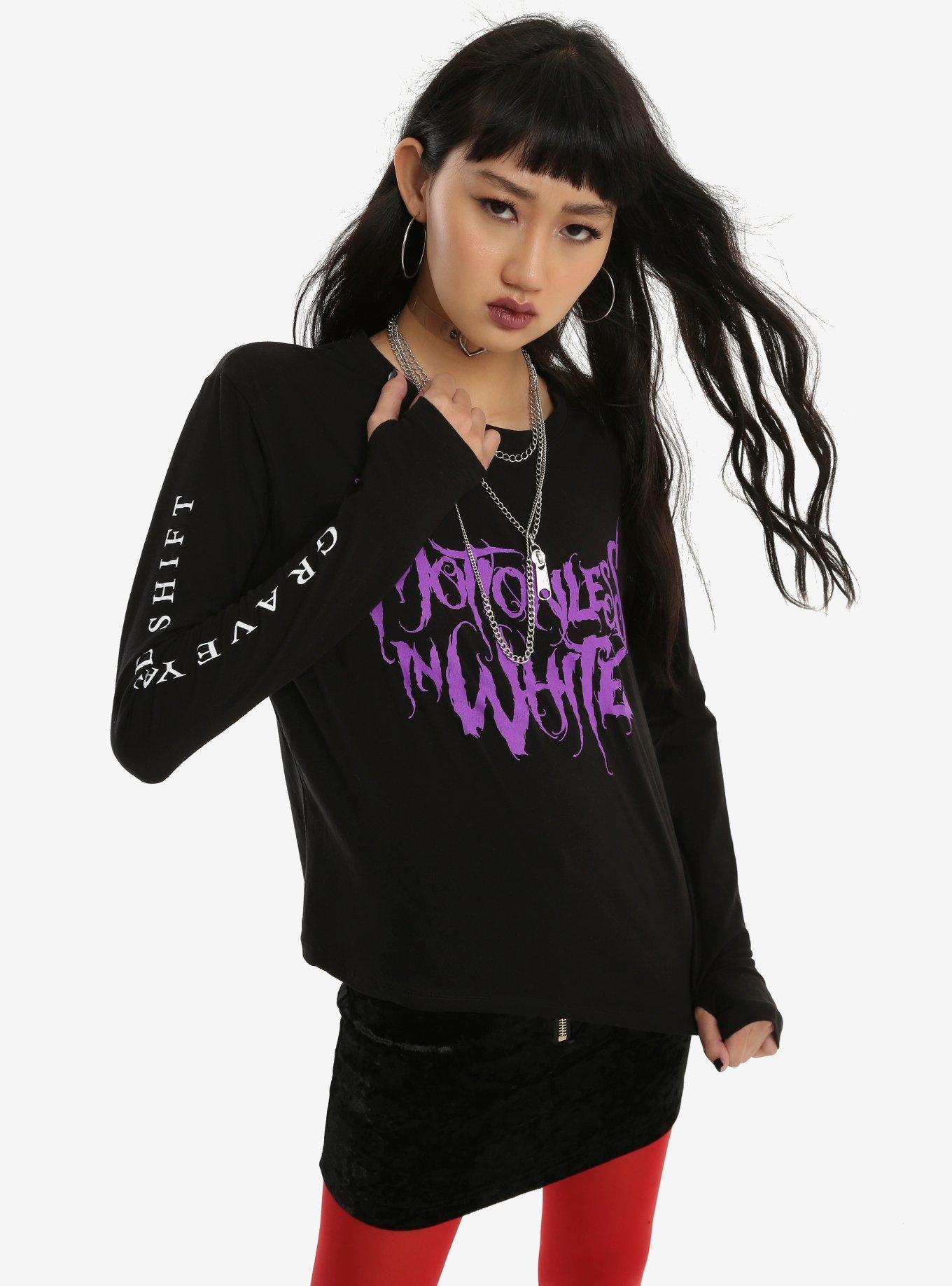 Motionless In White Purple Logo Girls Long-Sleeve T-Shirt, BLACK, hi-res