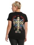 Guns N' Roses Skull Cross Girls T-Shirt Plus Size, BLACK, hi-res