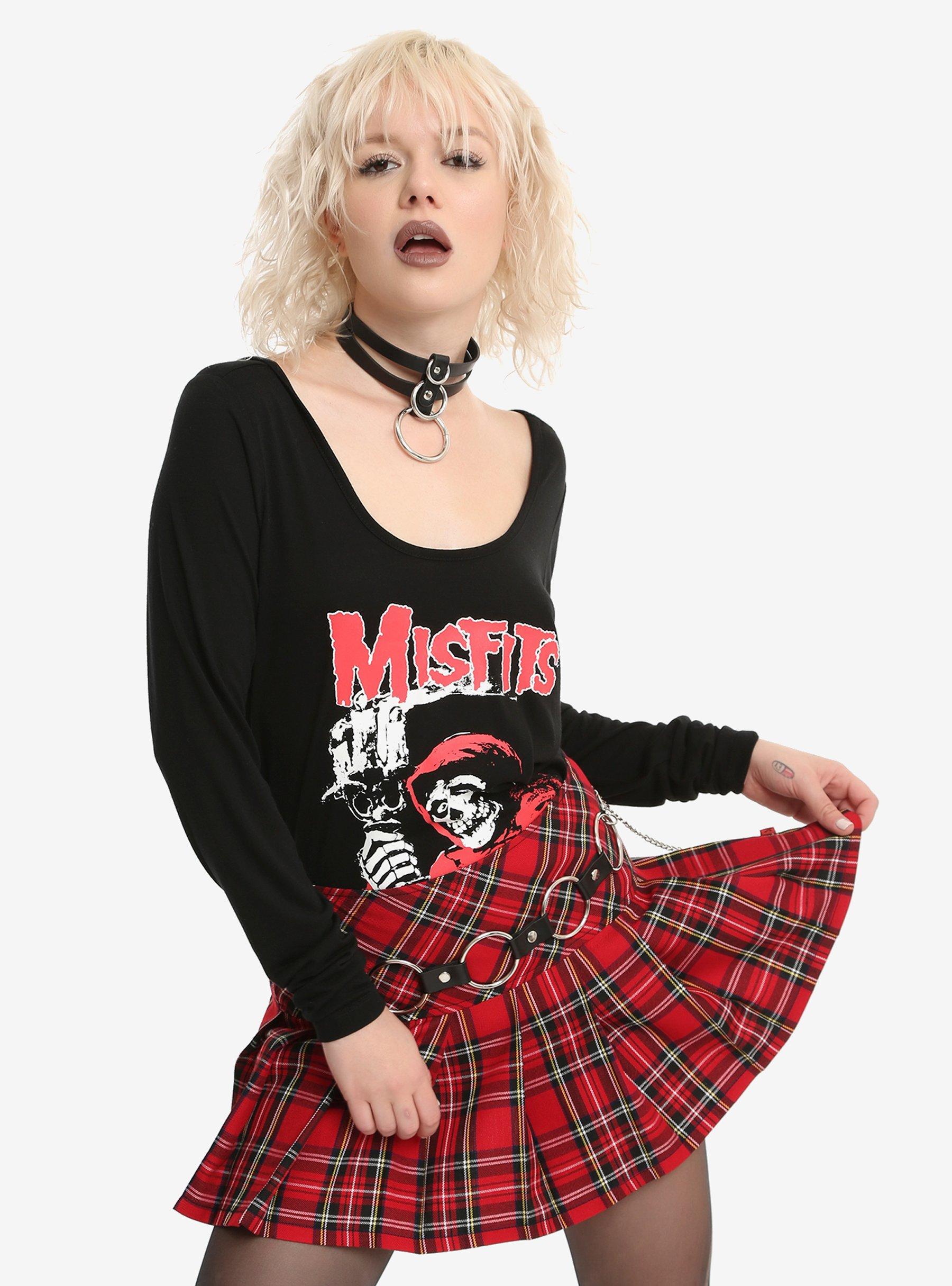 Misfits American Psycho Crisscross Back Long-Sleeve Girls T-Shirt, BLACK, hi-res