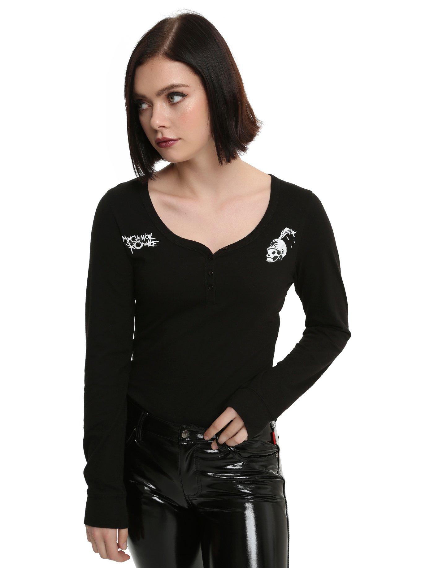 My Chemical Romance Black Parade Girls Long-Sleeve Henley, BLACK, hi-res