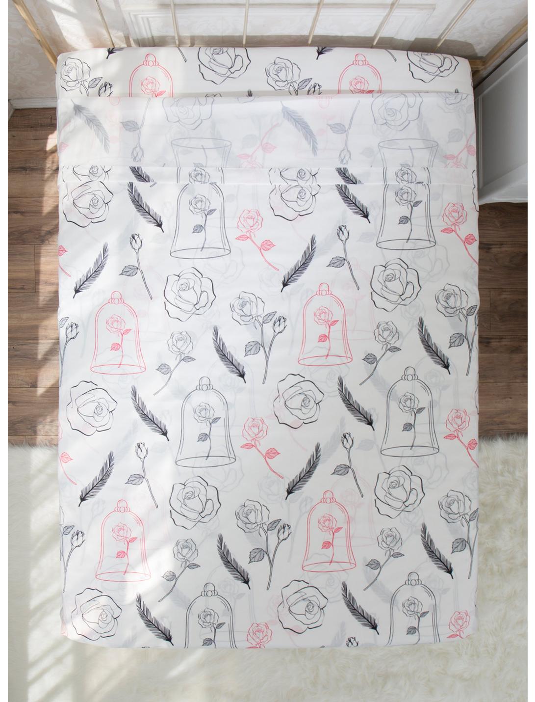 Disney Beauty And The Beast Rose & Feather Full Sheet Set, , hi-res
