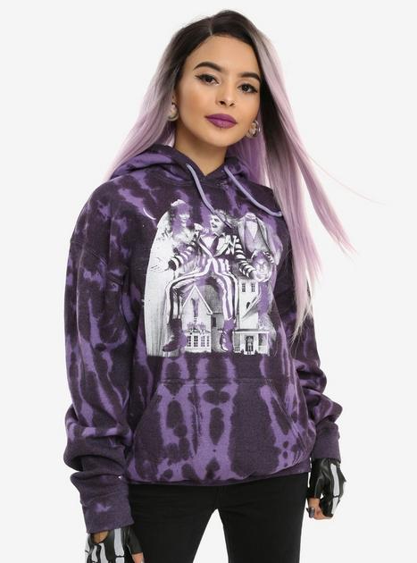 Purple black tie dye hoodie sale