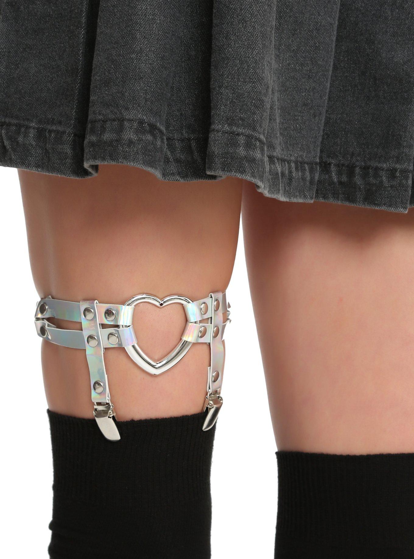 Iridescent Heart Leg Belt, , hi-res