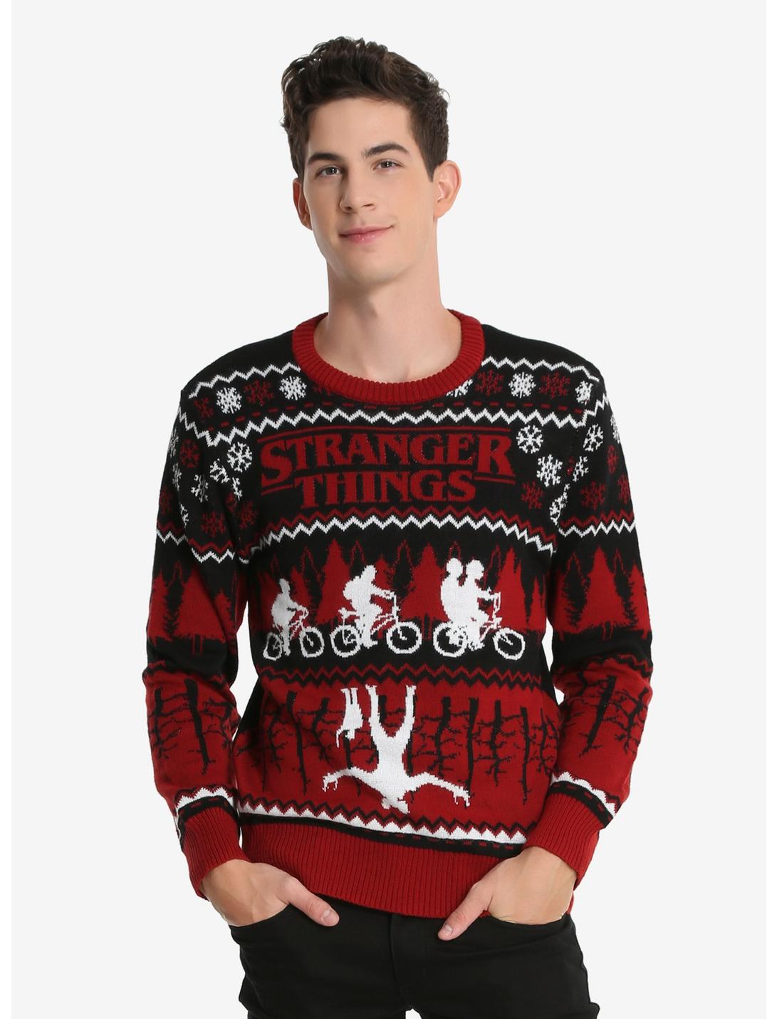 Stranger Things Ugly Holiday Sweater - BoxLunch Exclusive, BLACK, hi-res