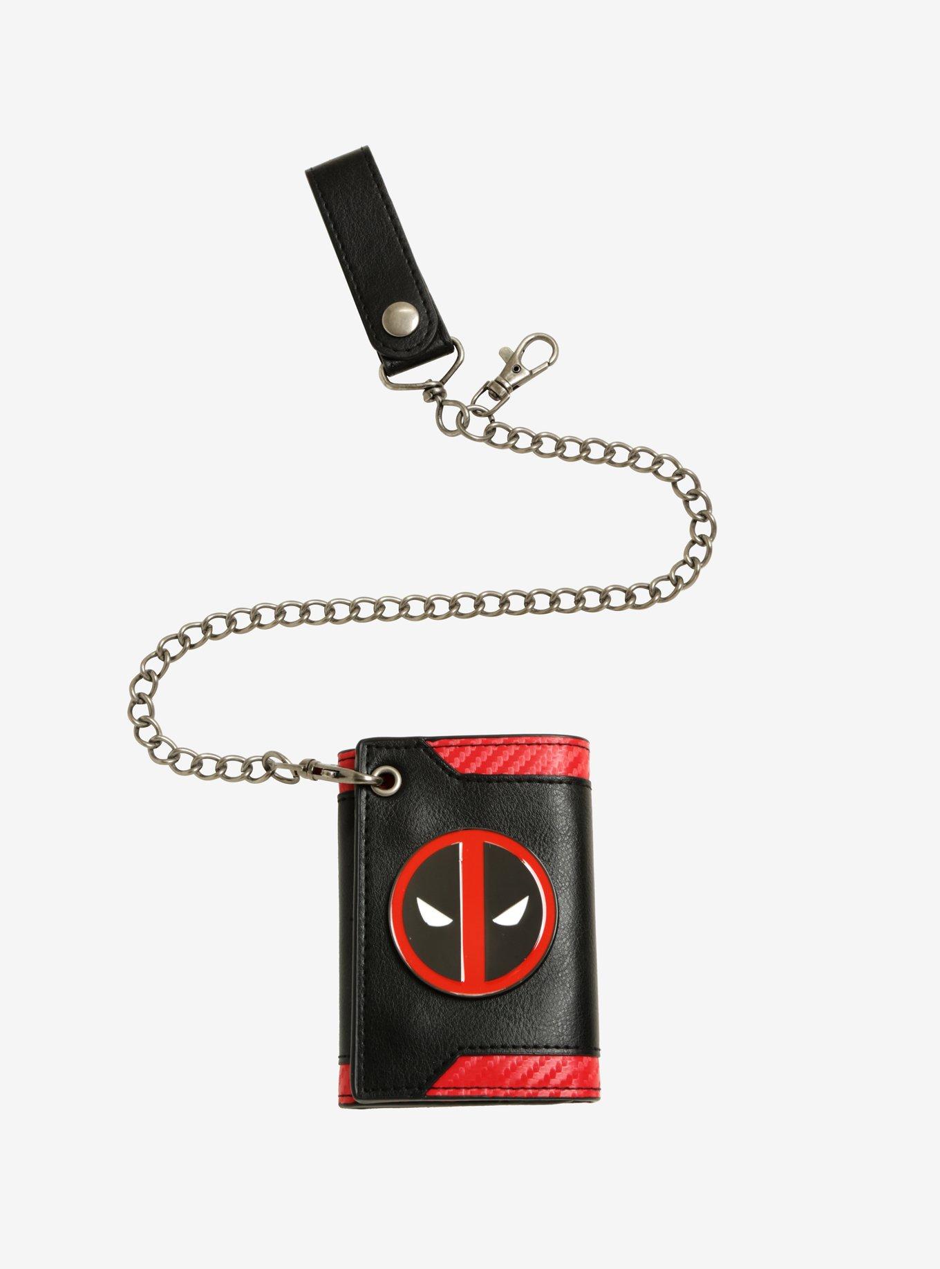 Marvel Deadpool Metal Badge Logo Tri-Fold Chain Wallet, , hi-res