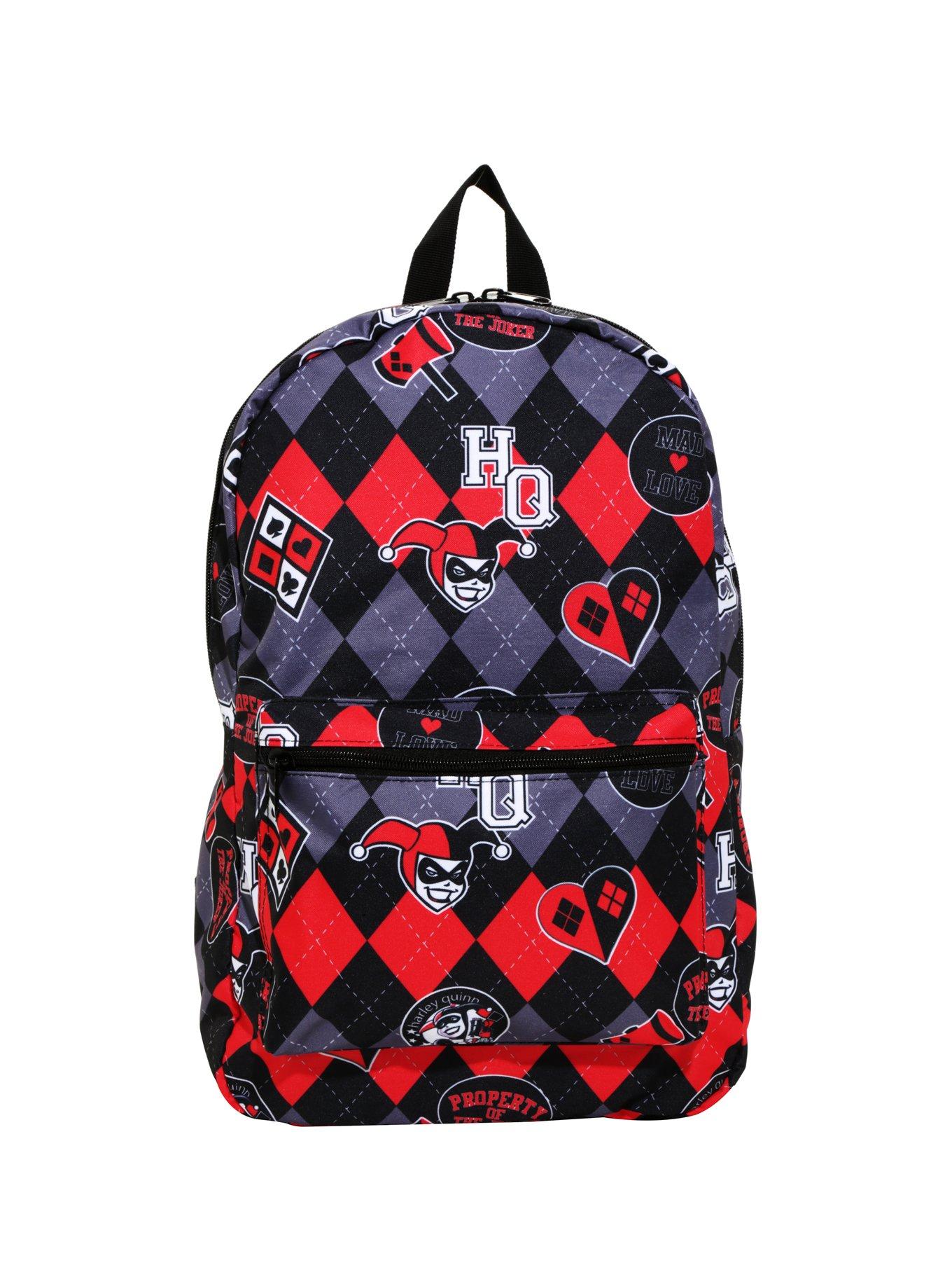 DC Comics Harley Quinn Argyle Print Backpack, , hi-res