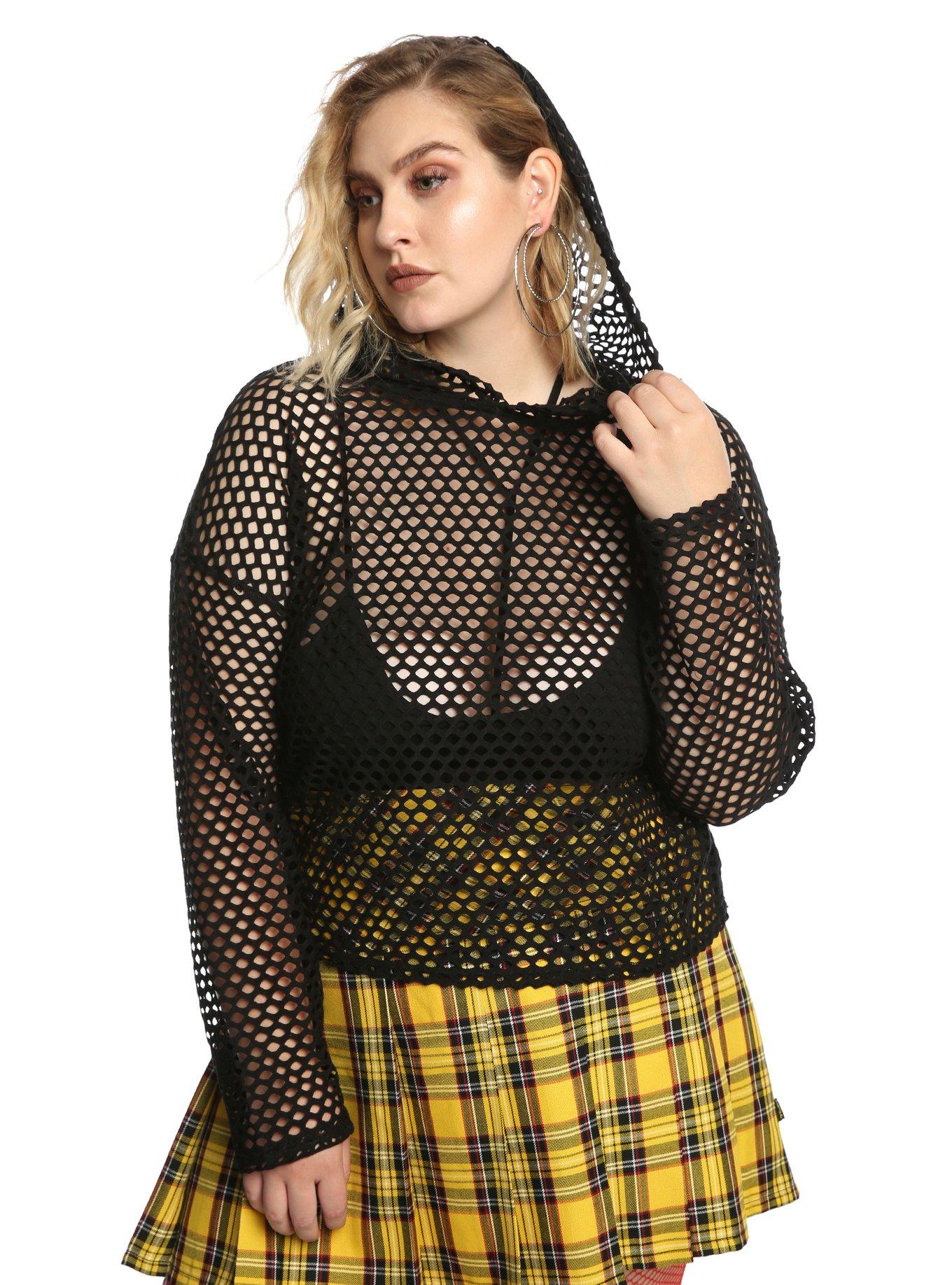 Plus size sale fishnet hoodie