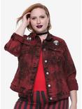 DC Comics Harley Quinn Red Overdye Girls Denim Jacket Plus Size, RED, hi-res