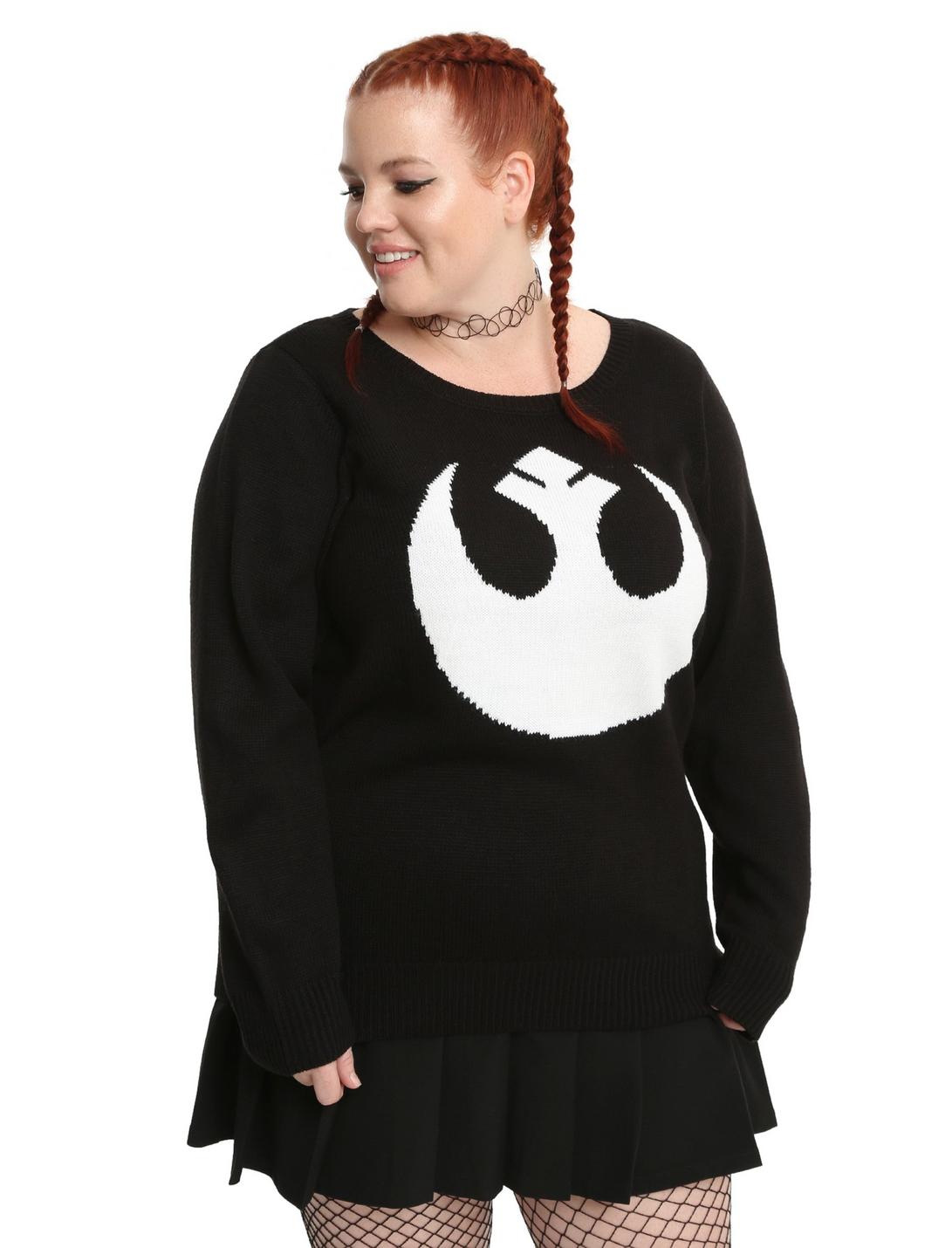 Her Universe Star Wars Rebel Intarsia Sweater Plus Size, BLACK, hi-res