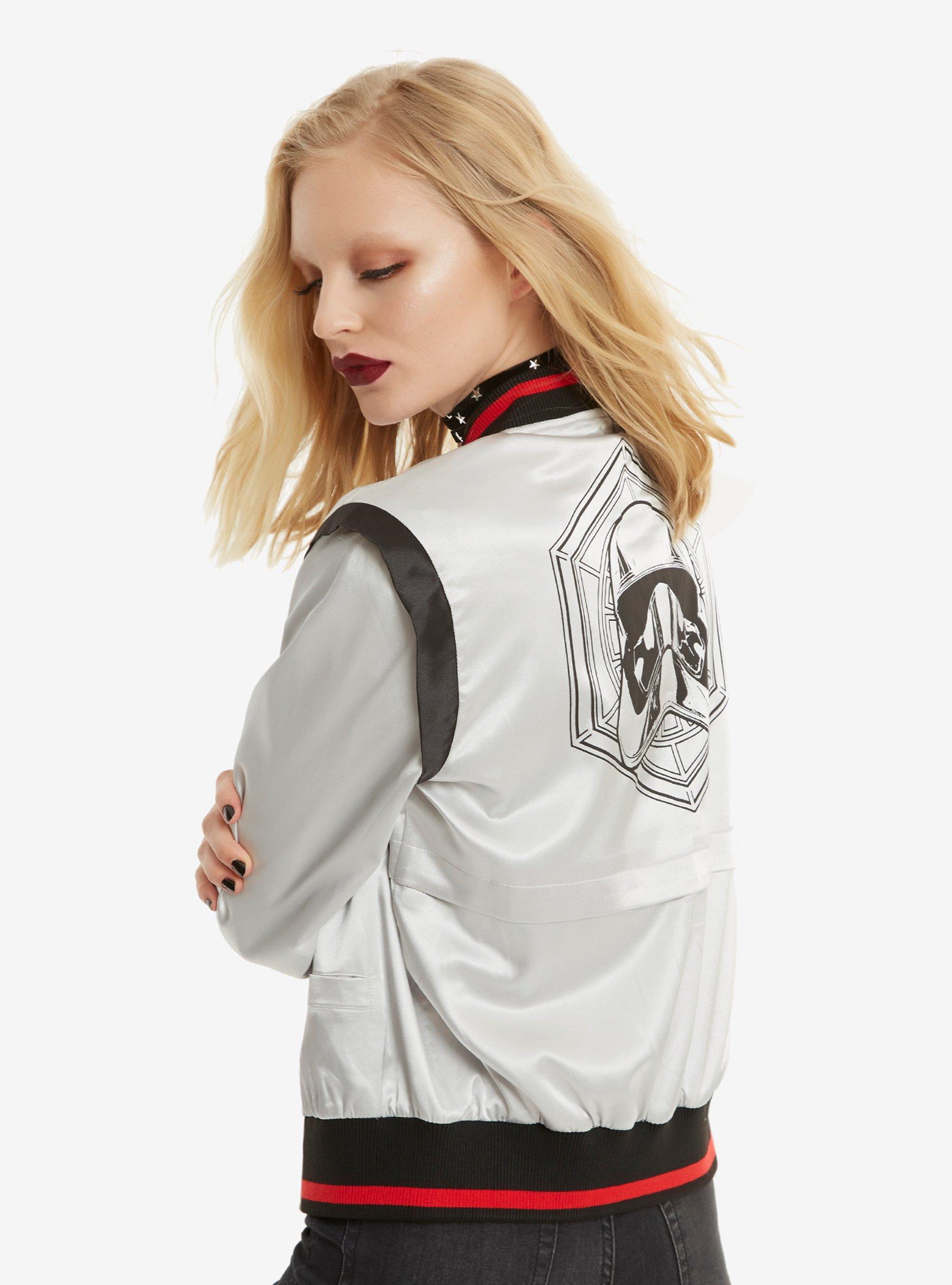 Her Universe Star Wars Captain Phasma Satin Bomber Jacket, SILVER, hi-res