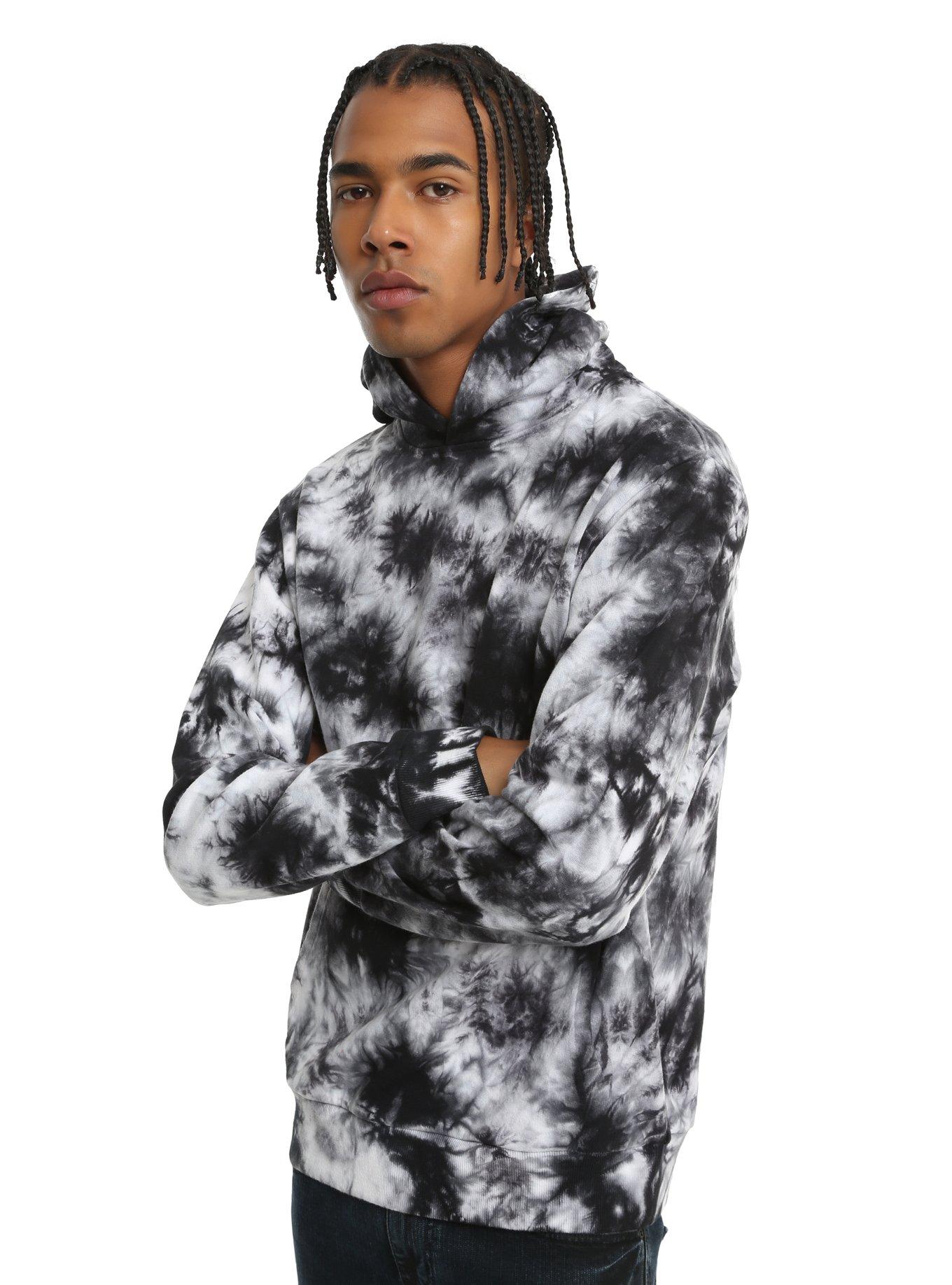 Black White Tie Dye Pullover Hoodie