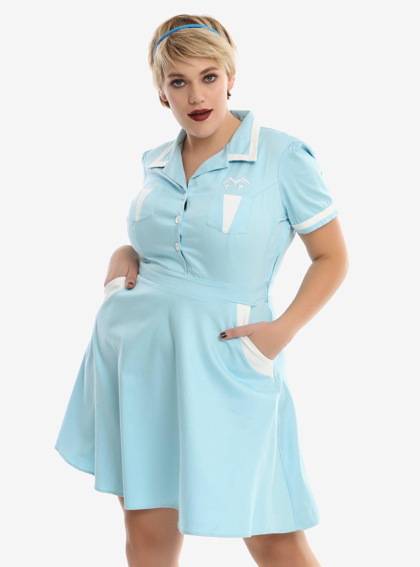 Twin Peaks Double R Diner Waitress Cosplay Dress Plus Size, WHITE, hi-res