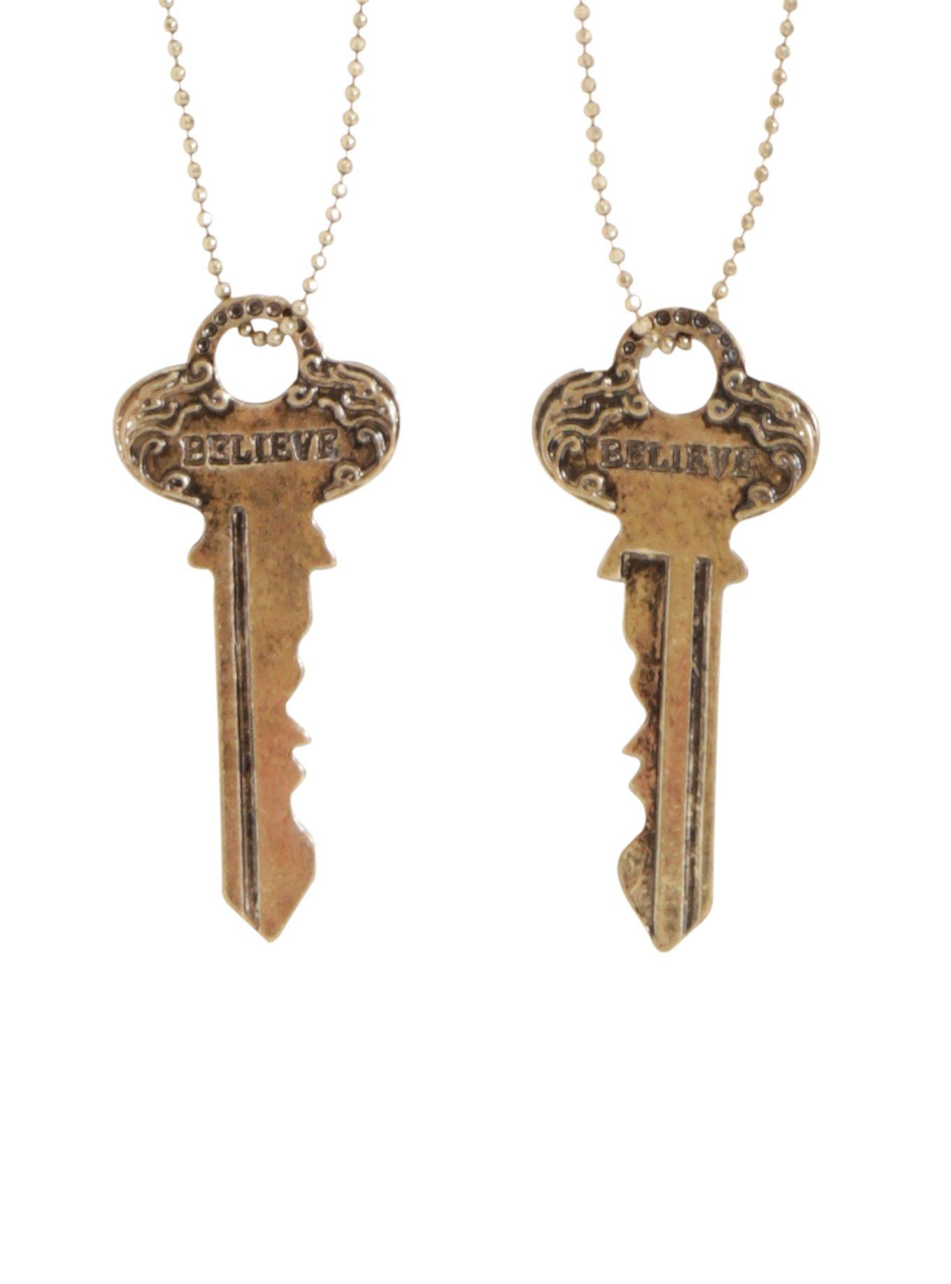 Blackheart Skeleton Key Pendant Best Friend Necklace Set, , hi-res