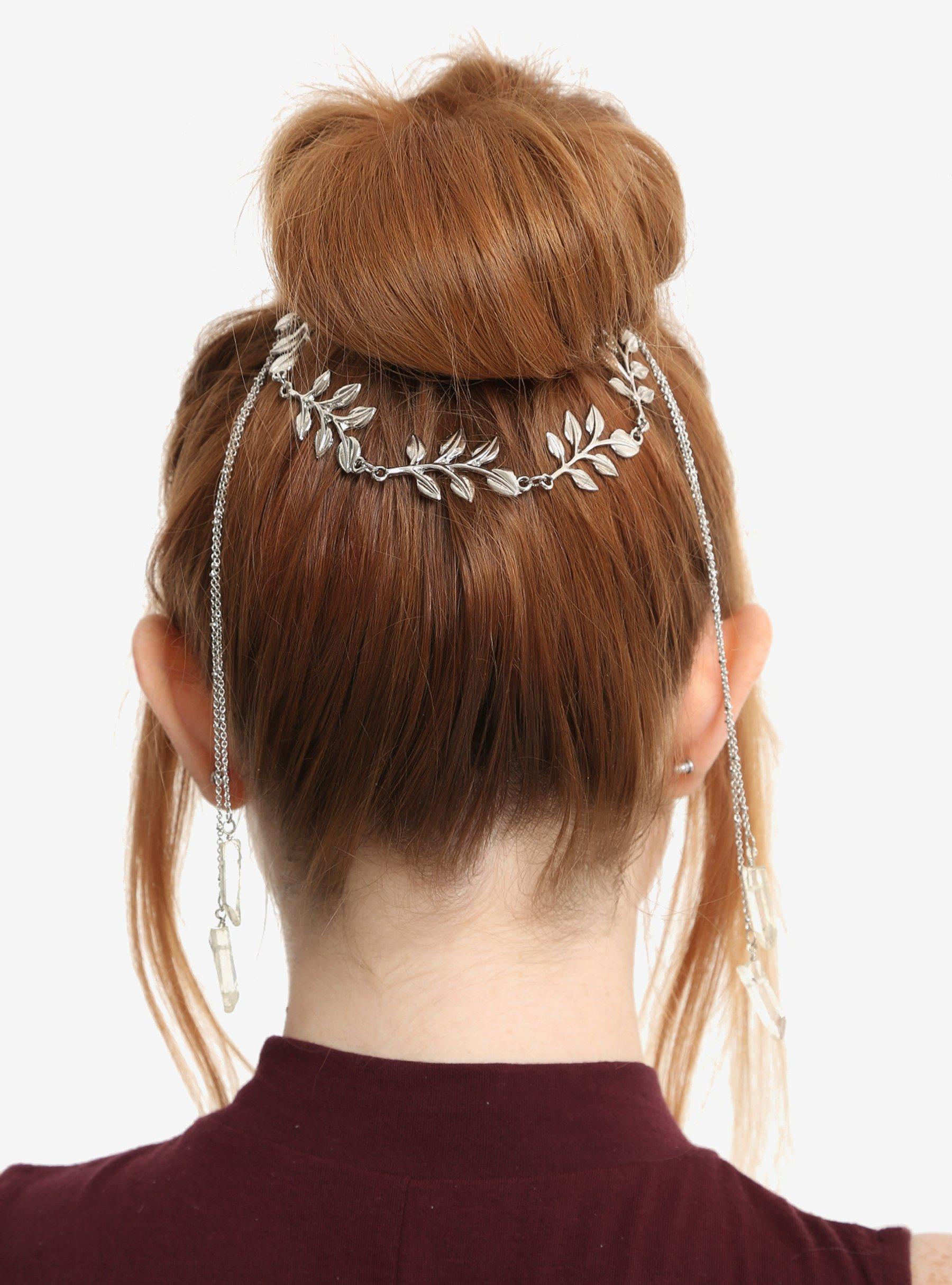 Silver Leaf Crown Hanging Crystal Clip, , hi-res