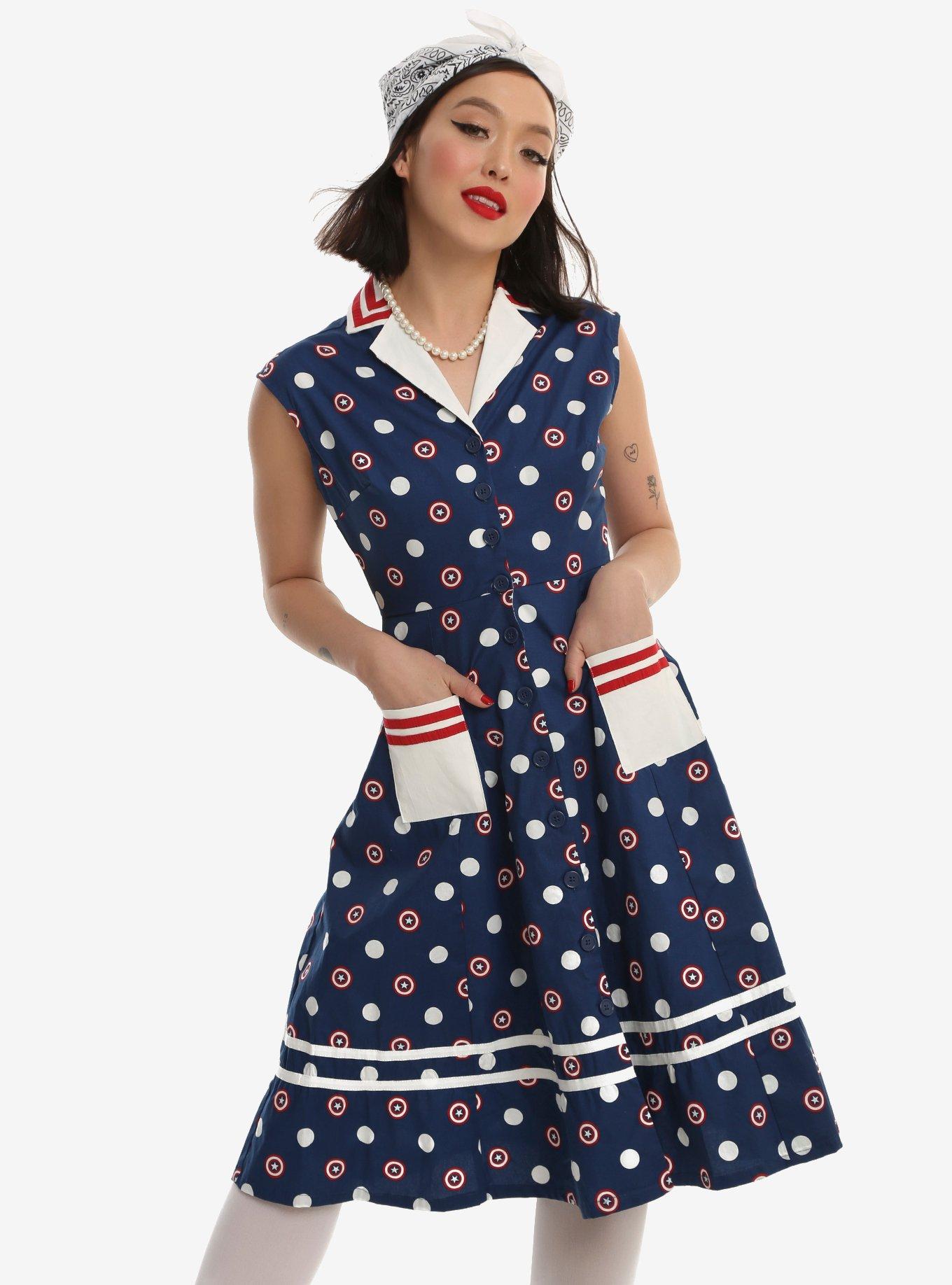 captain america retro dress Her Universe x Marvel Captain America "Shield Retro" Dress Size S