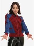 Her Universe Marvel Spider-Man Girls Satin Bomber Jacket, BLUE, hi-res