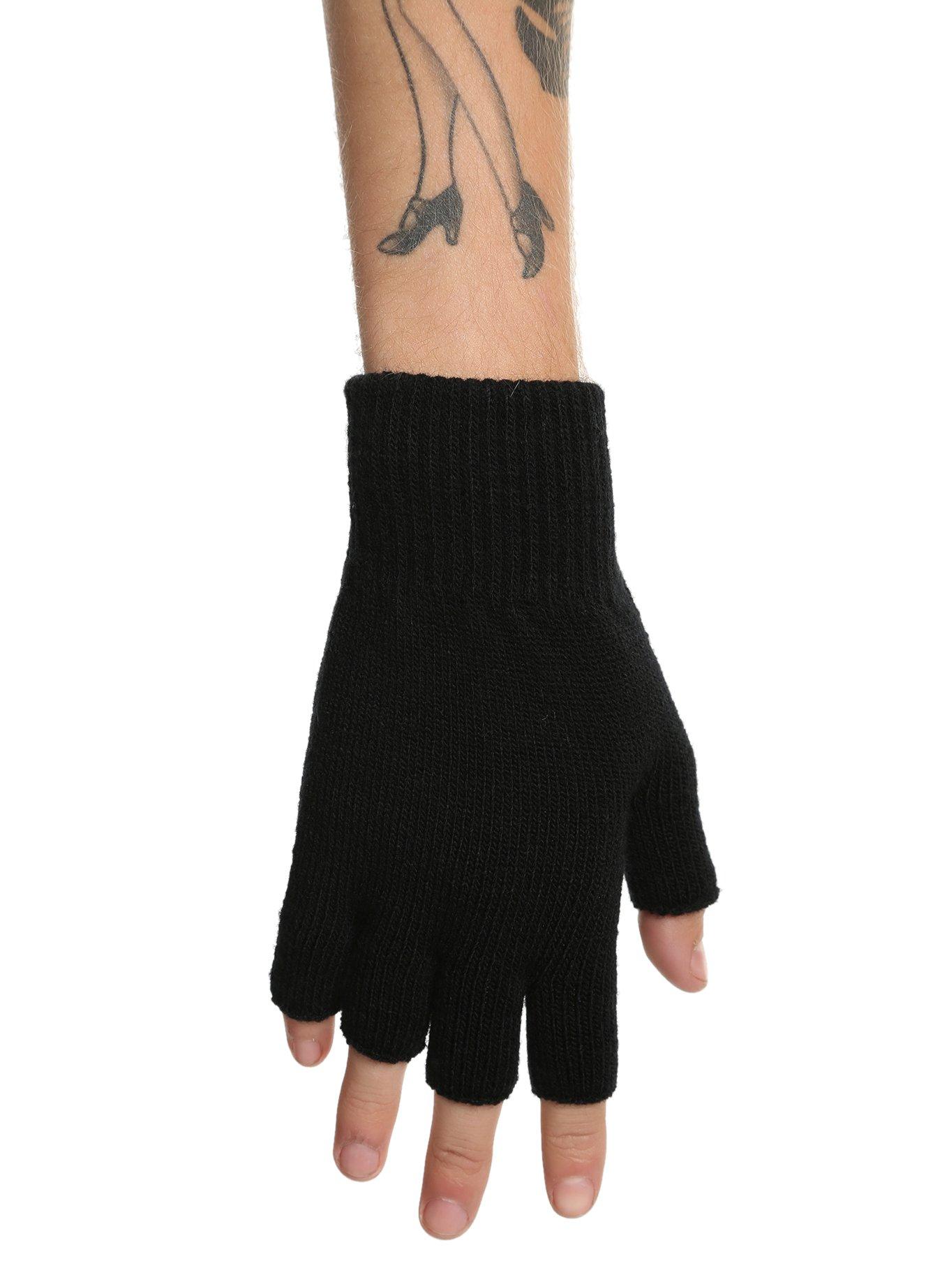 Black Fingerless Gloves, , hi-res