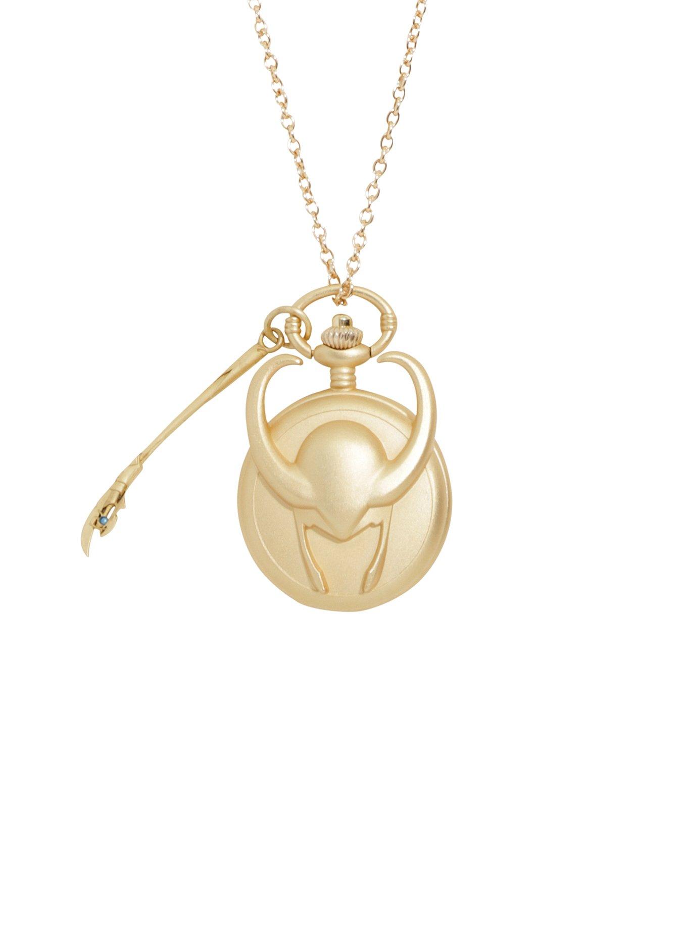 Marvel Loki Helmet Pocket Watch Necklace, , hi-res