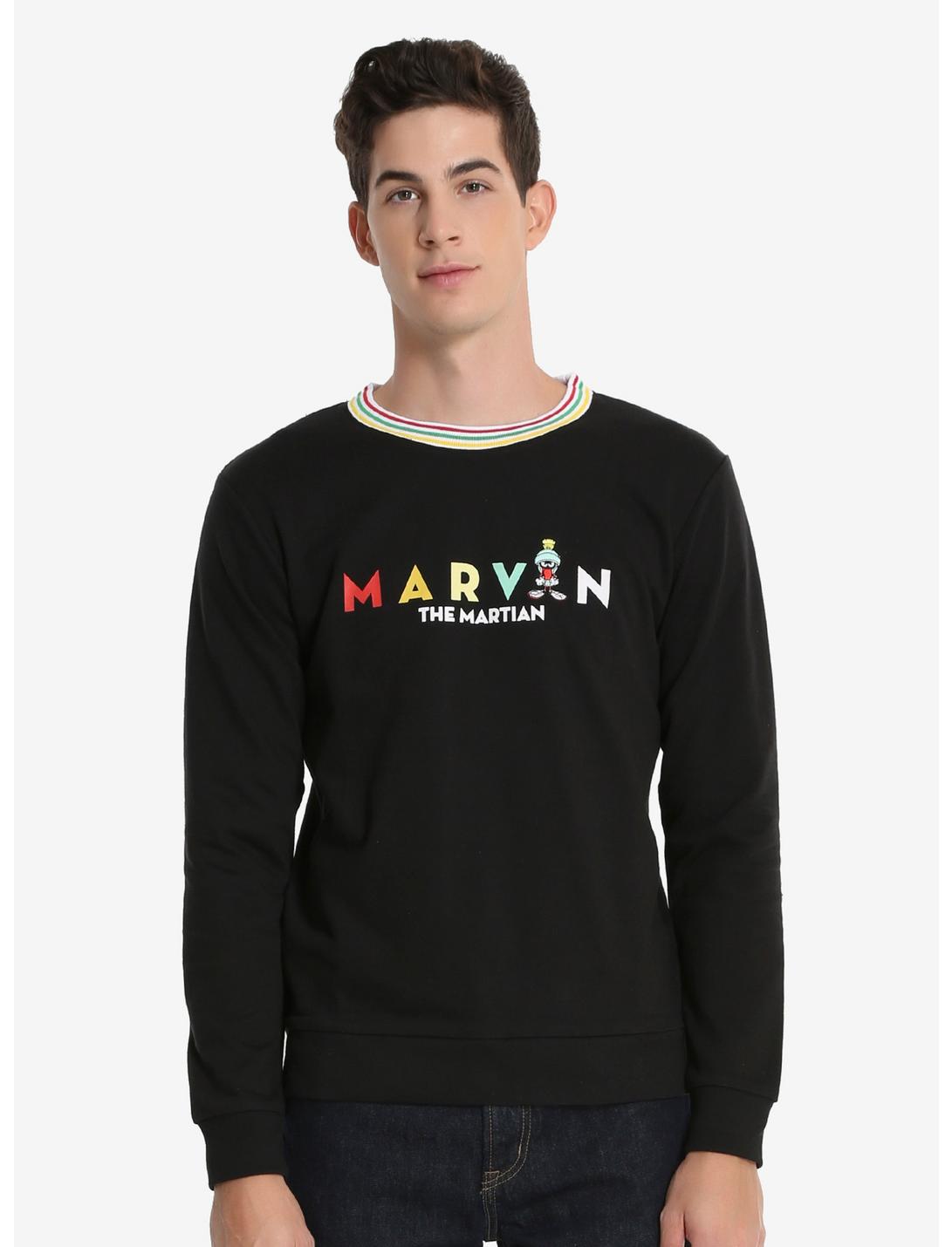 Marvin The Martian Crewneck Sweatshirt, BLACK, hi-res