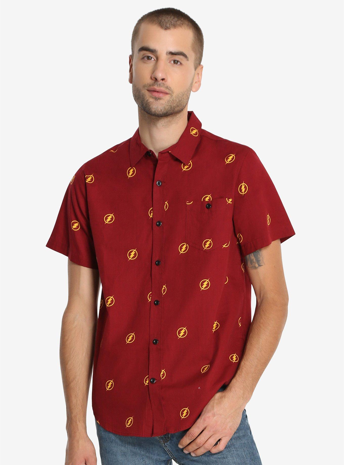 DC Comics The Flash Crimson Woven Button-Up, CRIMSON, hi-res