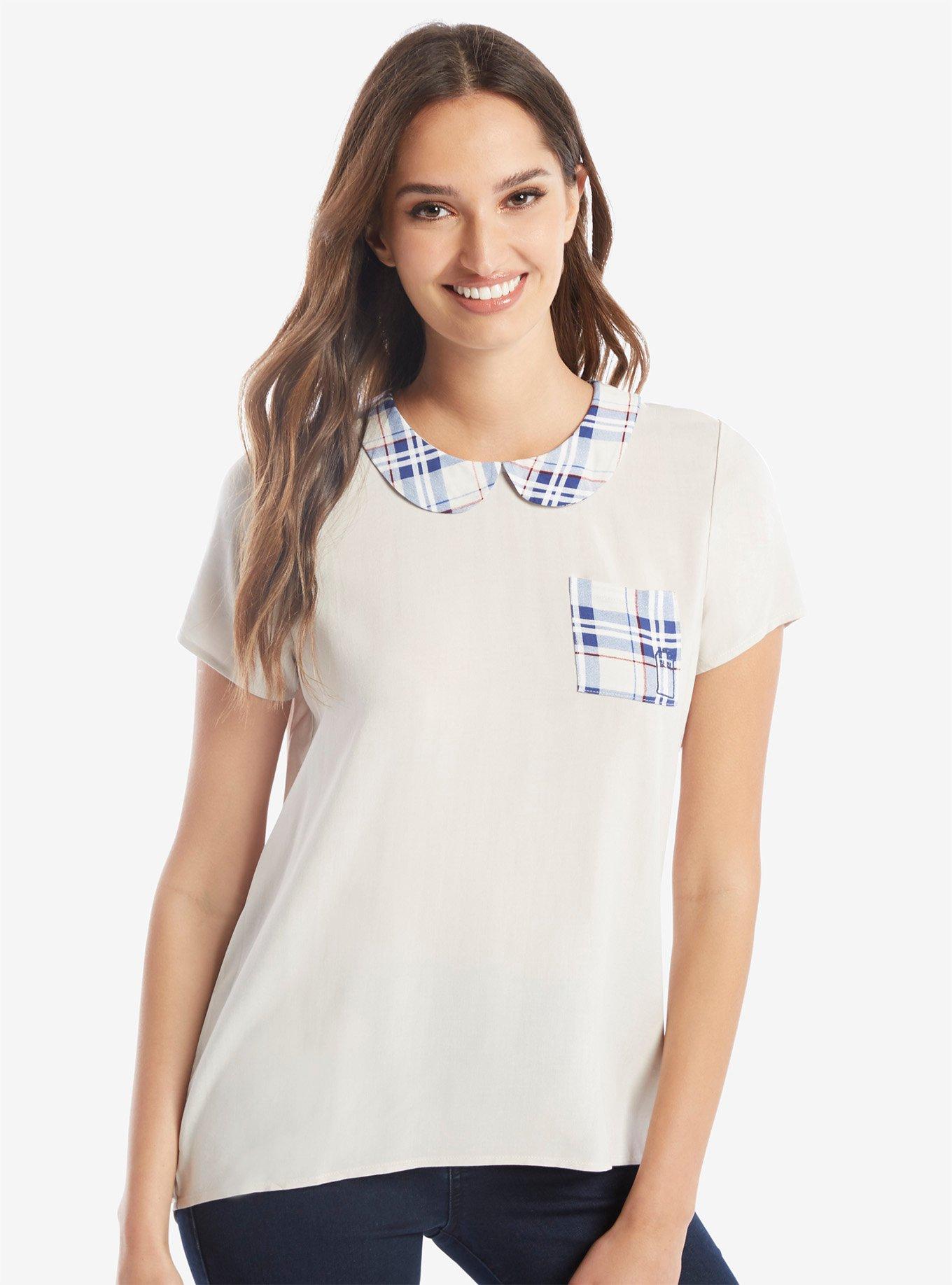 Her Universe Doctor Who Plaid Pocket Top, BLUE, hi-res