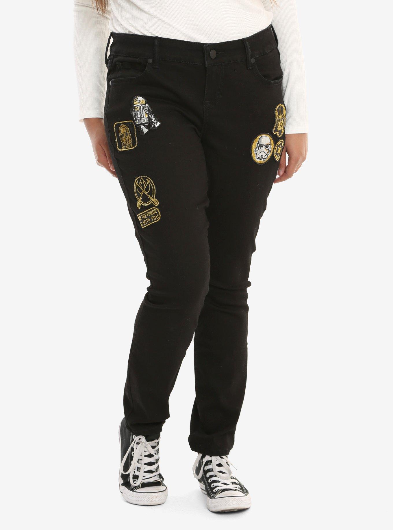 Star Wars Patch Skinny Jeans Plus Size, BLACK, hi-res