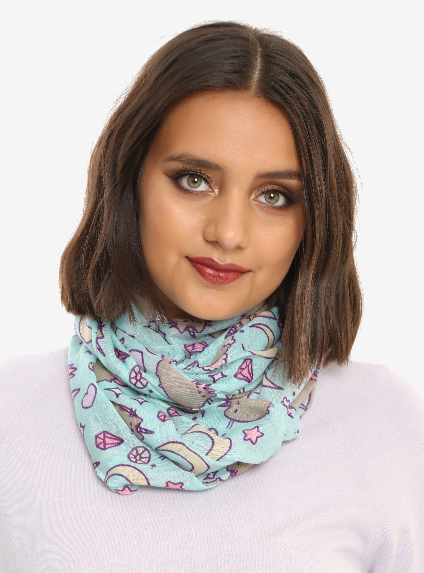 Pusheen Unicorn & Moon Print Viscose Infinity Scarf, , hi-res view 1
